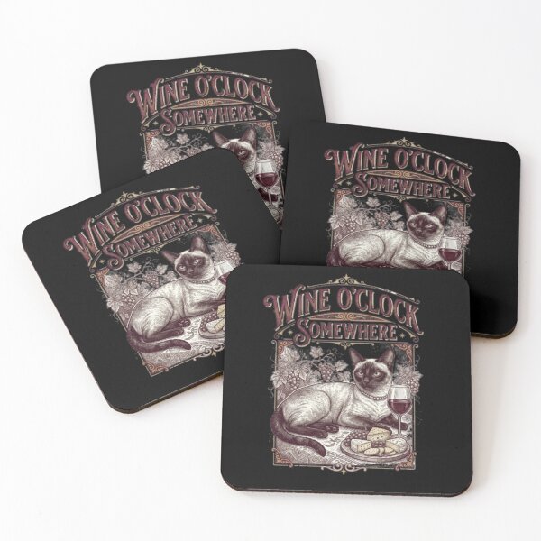 Item preview, Wine O'Clock Somewhere Cat Funny Wine designed and sold by FurRealStudioCo.