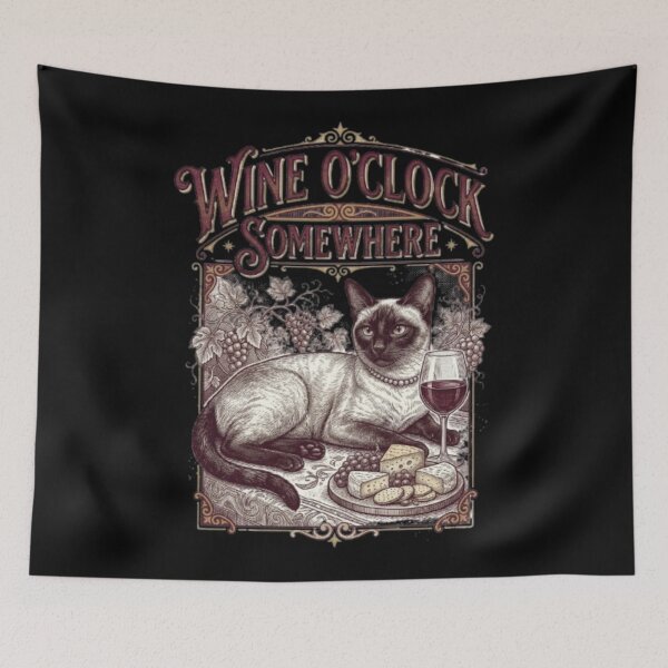 Item preview, Wine O'Clock Somewhere Cat Funny Wine designed and sold by bluel_evin.