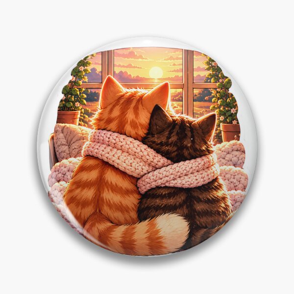 Item preview, Cozy Cat Couple Sticker – Cute Orange & Brown Cats, Sunset Cuddle, Cozy Aesthetic designed and sold by AstraDrip Studio.