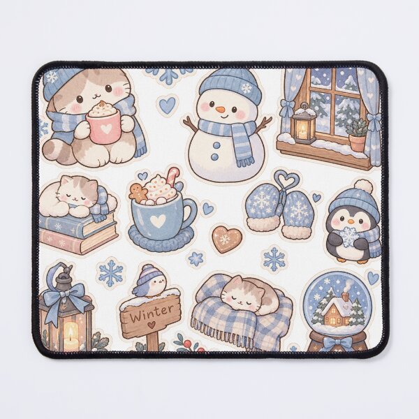 Item preview, Cute Kawaii Winter Cat, Snowman and Cozy Christmas Stickers designed and sold by Kiralemon.