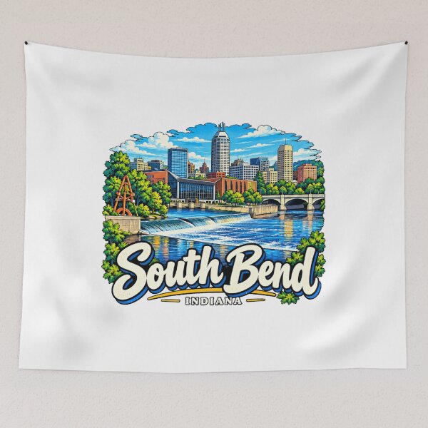Item preview, Hand Drawn South Bend Indiana Travel Souvenir Landmark Gift designed and sold by MichaeIRellov.