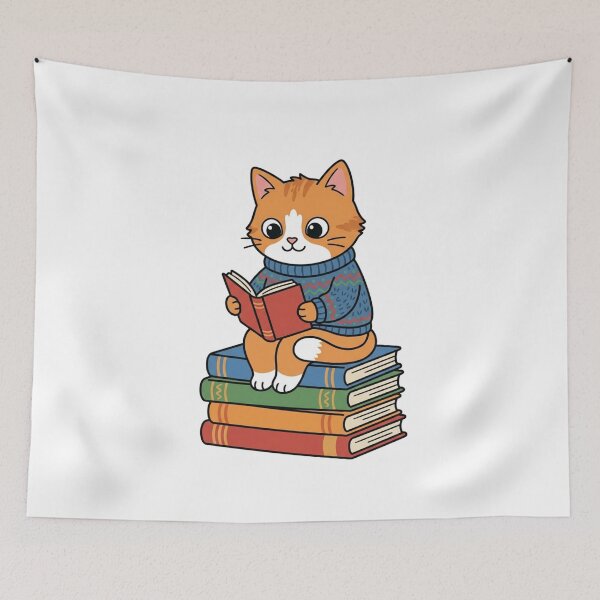 Item preview, Cute Cat Reading Books Cozy Bookworm Kitten designed and sold by Fine-Arts-Lab.