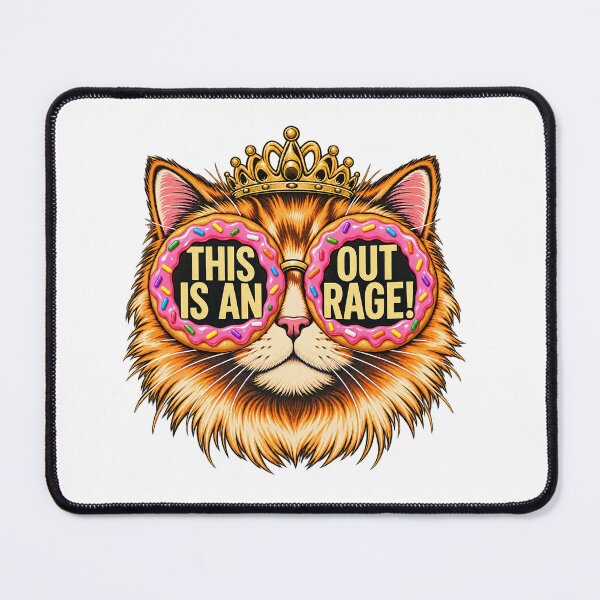 Item preview, Funny Cat Wearing Crown And Donut Sunglasses This Is An Outrage designed and sold by PunPals-Art.