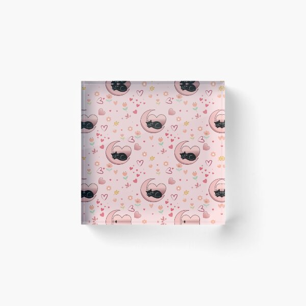 Item preview, Cute Sleeping Black Cat Crescent Moon Seamless Pattern designed and sold by prapapon.