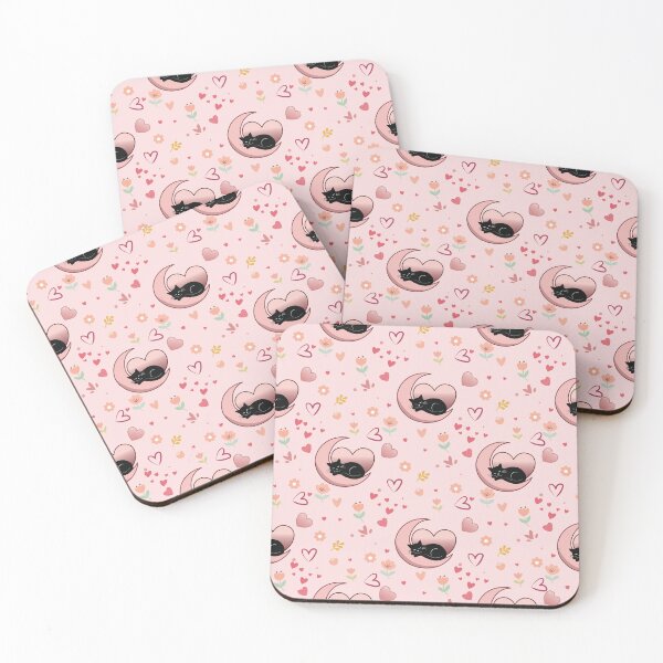 Item preview, Cute Sleeping Black Cat Crescent Moon Seamless Pattern designed and sold by prapapon.