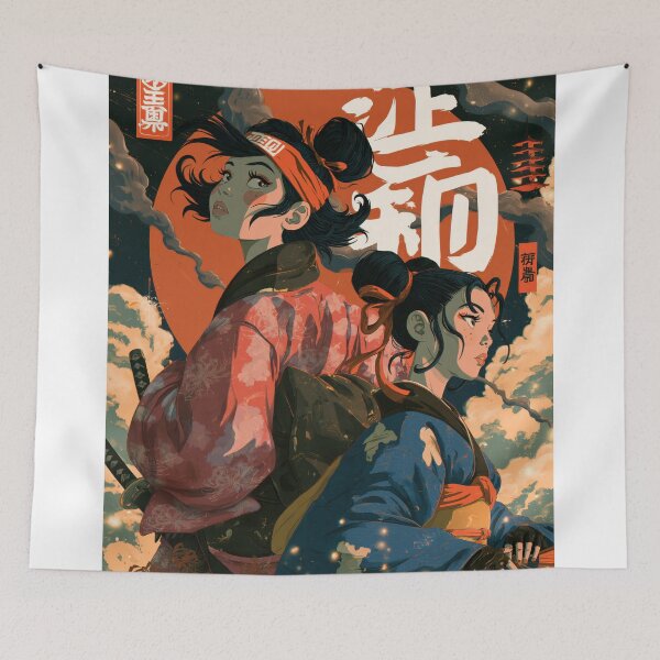 Item preview, Samurai Warriors Poster | Japanese Fantasy Art Print Red Aesthetic designed and sold by Affiches29 Animé .