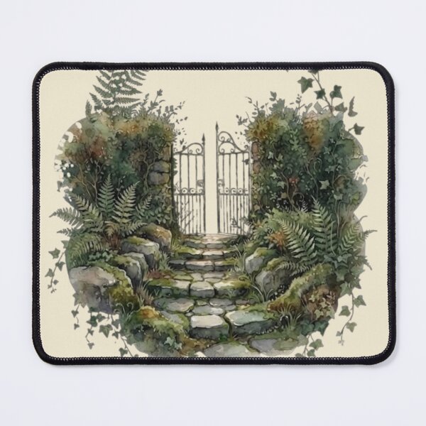 Item preview, Secret Woodland Garden Gate Cottagecore Art designed and sold by CalmCapy Co.
