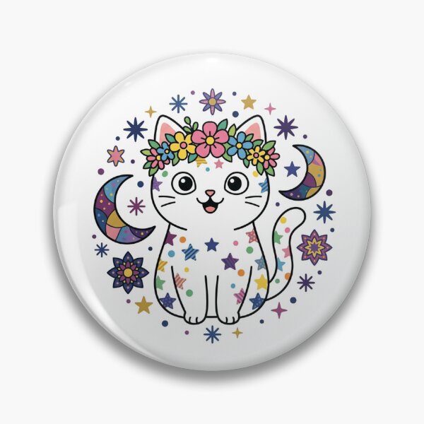 Item preview, Celestial Flower Cat Celestial Moon Magical Kitten designed and sold by Fine-Arts-Lab.