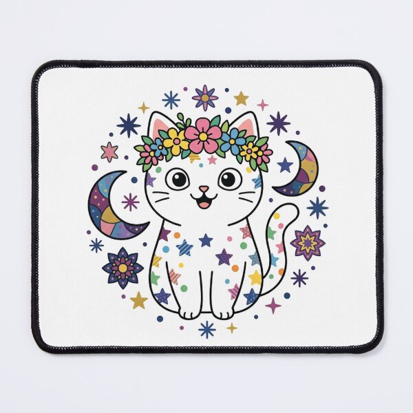 Item preview, Celestial Flower Cat Celestial Moon Magical Kitten designed and sold by Fine-Arts-Lab.