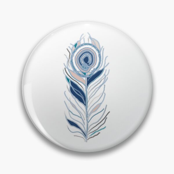 Item preview, Blue & White Peacock Feather - Colourful Line Art designed and sold by iampaulmorris.