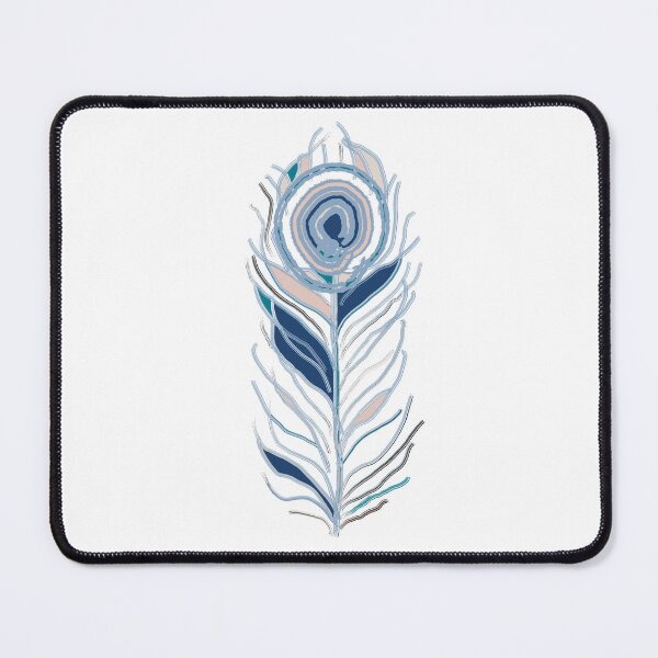 Item preview, Blue & White Peacock Feather - Colourful Line Art designed and sold by iampaulmorris.