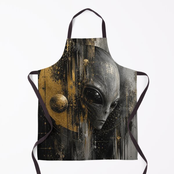 Item preview, Cosmic Alien – Abstract Gold & Black Extraterrestrial Portrait designed and sold by ZYVARENNE.