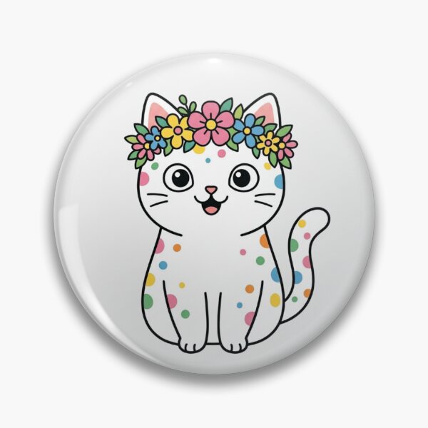 Item preview, Cute Flower Crown Cat Colorful Spotted Kitten designed and sold by Fine-Arts-Lab.