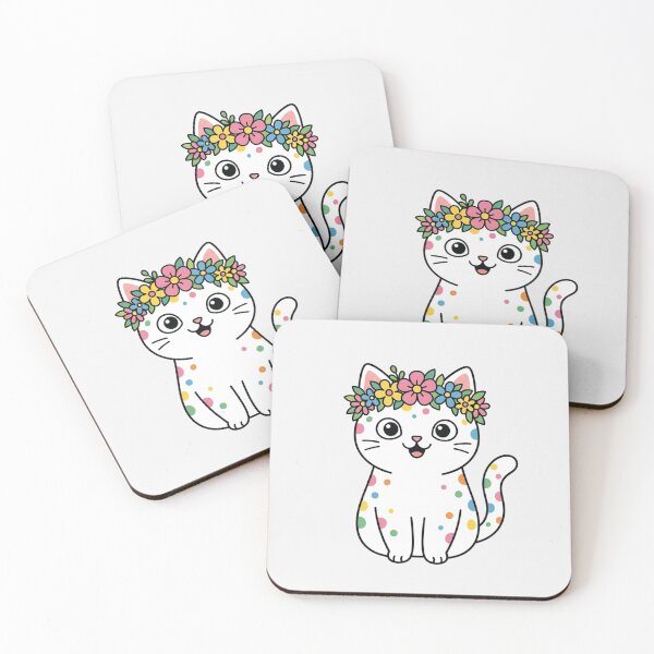 Item preview, Cute Flower Crown Cat Colorful Spotted Kitten designed and sold by Fine-Arts-Lab.