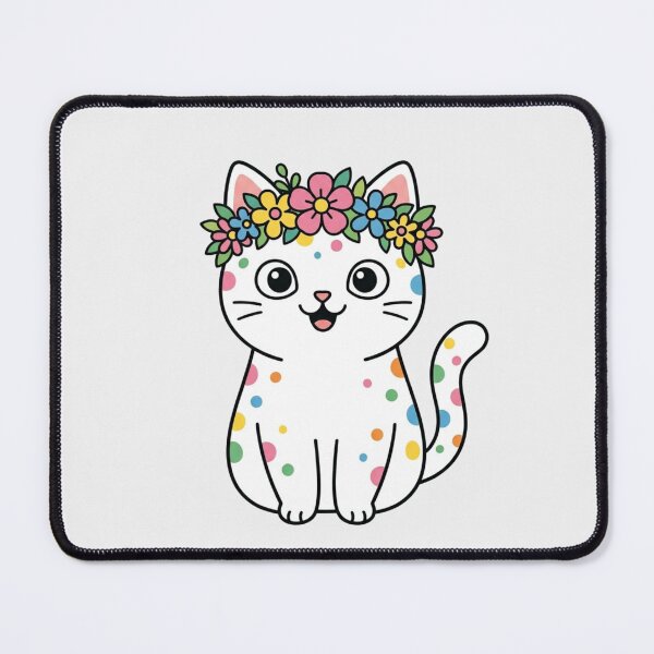 Item preview, Cute Flower Crown Cat Colorful Spotted Kitten designed and sold by Fine-Arts-Lab.