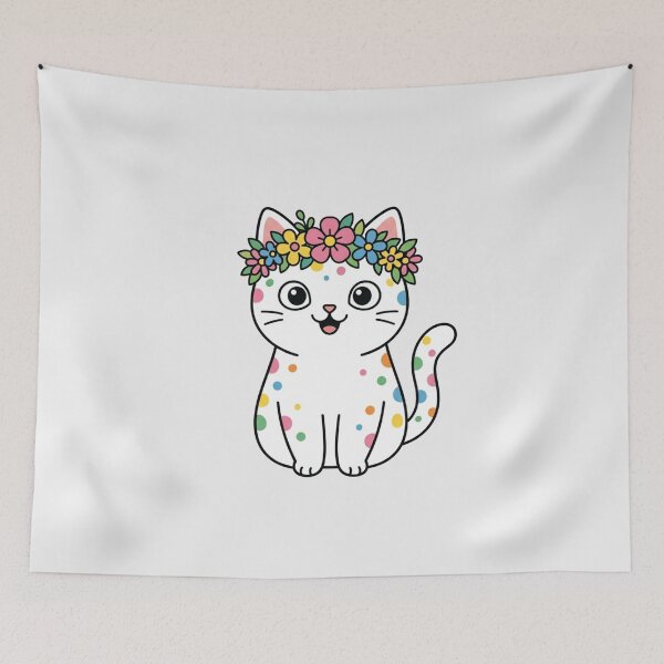 Item preview, Cute Flower Crown Cat Colorful Spotted Kitten designed and sold by Fine-Arts-Lab.