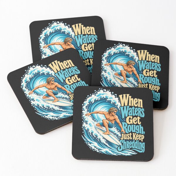 Item preview, Just Keep Shredding Retro Surfing Wave Graphic Surfboard Design designed and sold by Trendably.