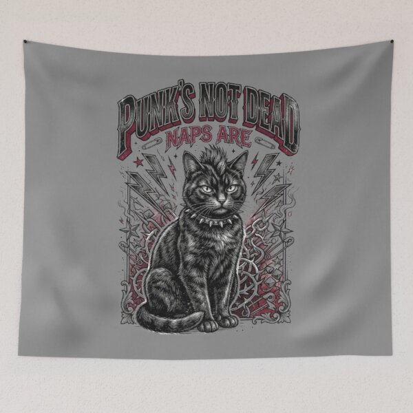 Item preview, Punk's Not Dead Naps Are Funny Punk Cat designed and sold by FurRealStudioCo.