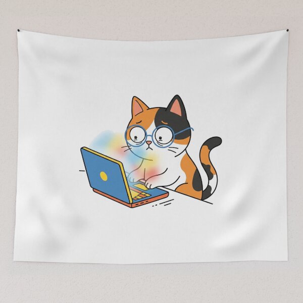 Item preview, Funny Anxious Coder Cat Tech Laptop Kitten designed and sold by Fine-Arts-Lab.