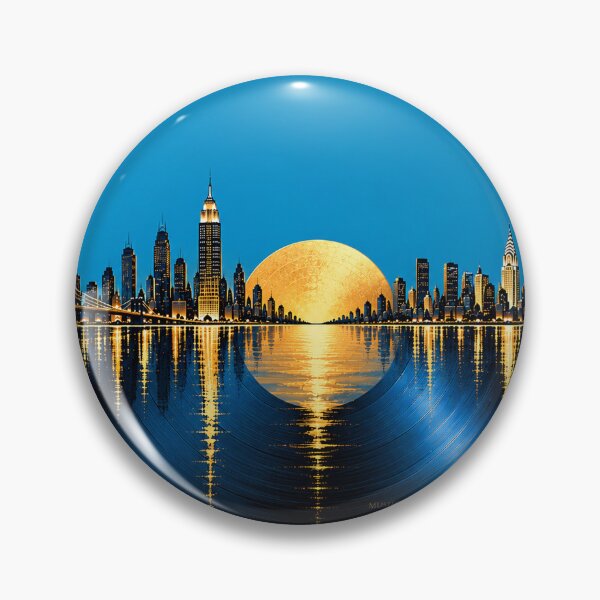 Item preview, Endless Vinyl – New York Skyline  in Blue and Gold designed and sold by LuluLeb.