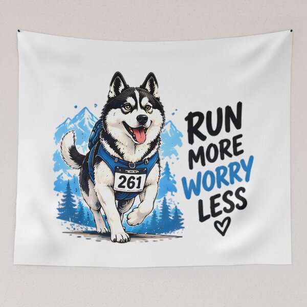 Item preview, Run More Worry Less Running Husky designed and sold by Pyt27.