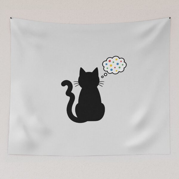Item preview, Minimalist Black Cat Thought Bubble Funny Art designed and sold by Fine-Arts-Lab.
