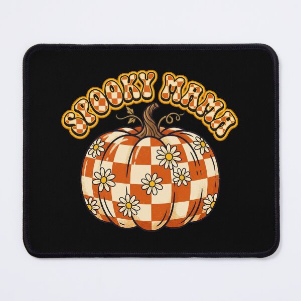 Item preview, Spooky Mama - Retro 70s Checkerboard Daisy Pumpkin designed and sold by AOG-DESIGNS.