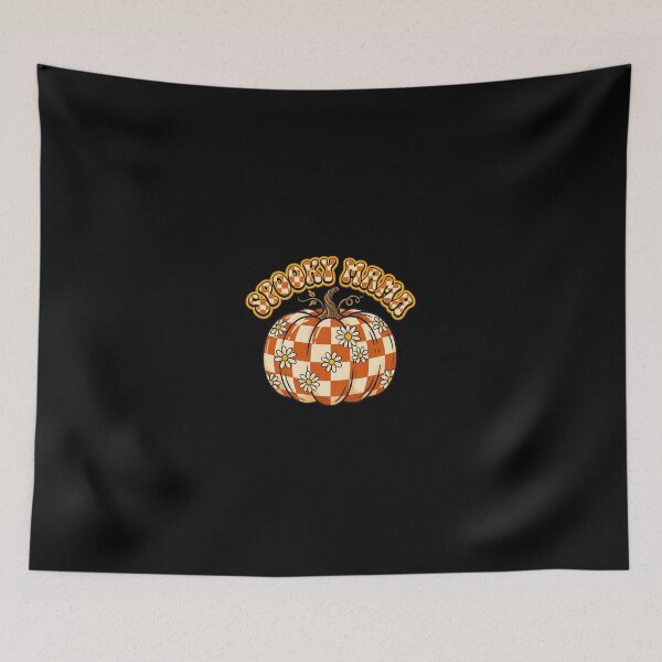 Item preview, Spooky Mama - Retro 70s Checkerboard Daisy Pumpkin designed and sold by AOG-DESIGNS.