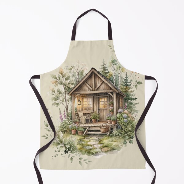 Item preview, Tiny Woodland Cottage Watercolor Cottagecore Art designed and sold by CalmCapy Co.