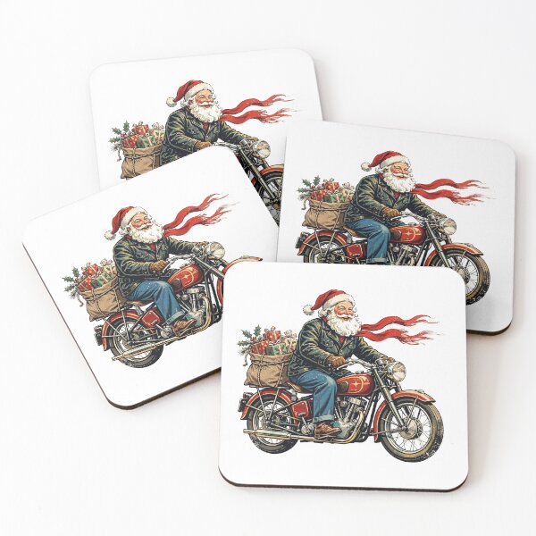 Item preview, Vintage Biker Santa On Motorcycle designed and sold by Dlvznbm.