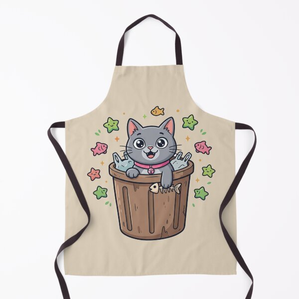 Item preview, Cute Happy Cat Trash Bin Fish Skeleton designed and sold by Fine-Arts-Lab.