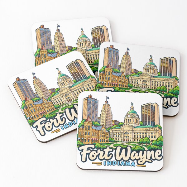 Item preview, Hand Drawn Fort Wayne Indiana Travel Souvenir Landmark Gift designed and sold by MichaeIRellov.
