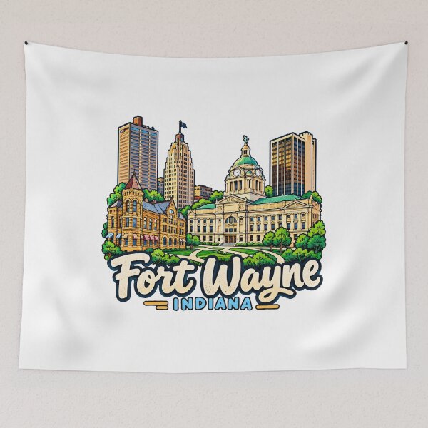 Item preview, Hand Drawn Fort Wayne Indiana Travel Souvenir Landmark Gift designed and sold by MichaeIRellov.
