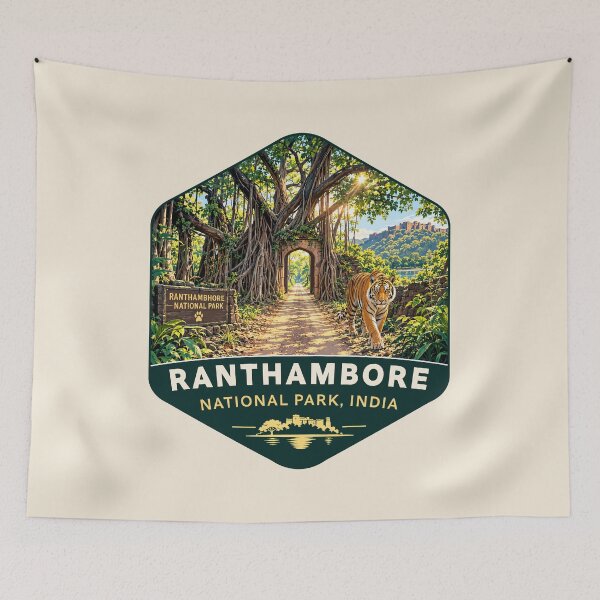 Item preview, Ranthambore National Park India – Vintage Tiger Safari Adventure designed and sold by Gideon Emmerich.