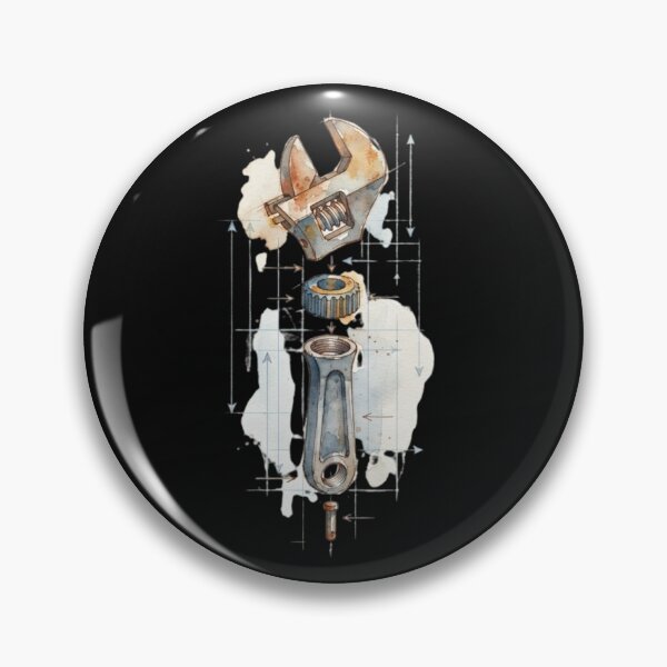 Item preview, Watercolor Mechanical Wrench Blueprint Mechanic Art designed and sold by bvdesignart.