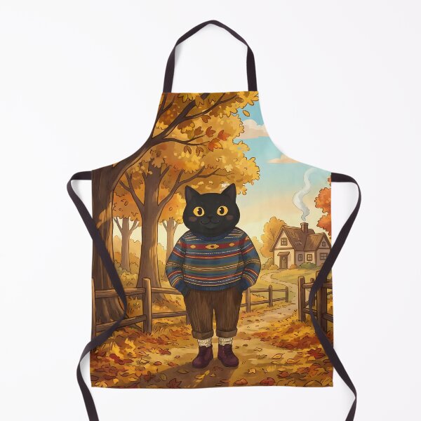 Item preview, Cozy Autumn Black Cat in Striped Sweater designed and sold by PurrfectHome.