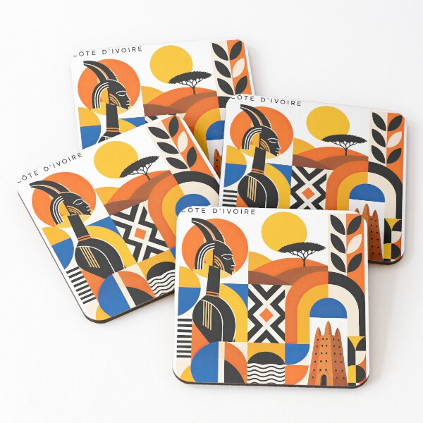 Item preview, Colorful geometric Cte dIvoire travel poster featuring stylize designed and sold by ckybe.