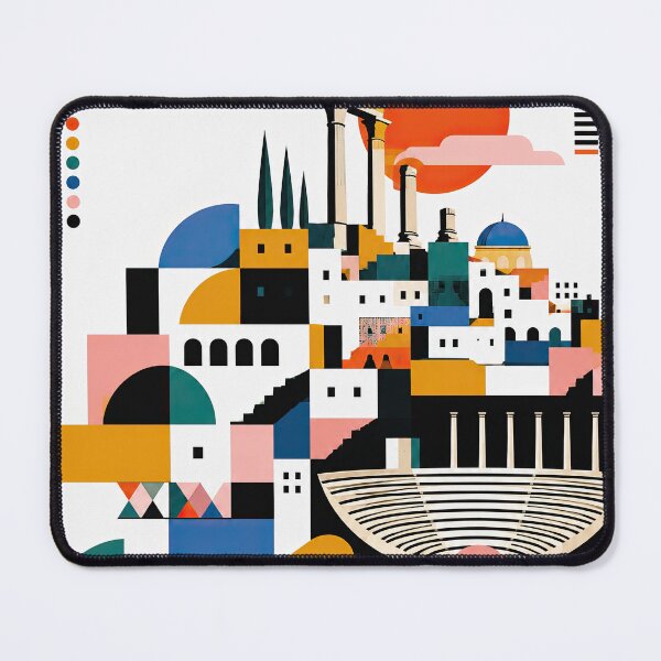Item preview, Geometric poster illustration of Amman, Jordan featuring colorfu designed and sold by ckybe.