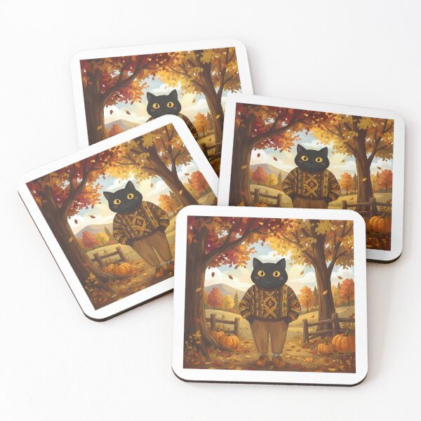 Item preview, Cozy Autumn Black Cat in Sweater - Fall Vibes designed and sold by PurrfectHome.