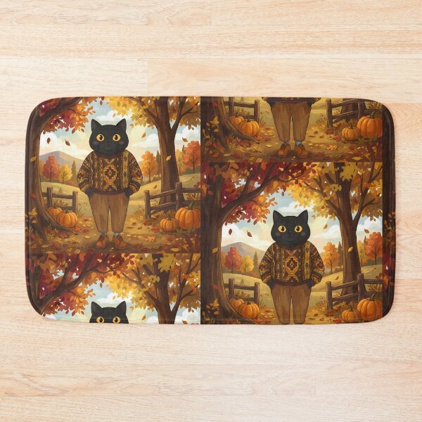 Item preview, Cozy Autumn Black Cat in Sweater - Fall Vibes designed and sold by PurrfectHome.