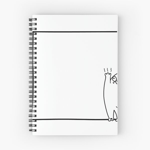 Item preview, Funny cat pushing frame line art template for memo note pad. designed and sold by KotchySmile.