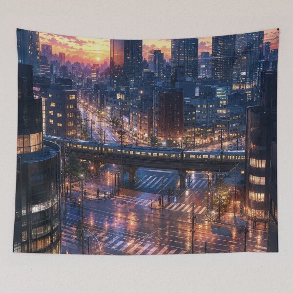 Item preview, Tokyo Dawn – First Train and Morning Cityscape designed and sold by vekotpu.