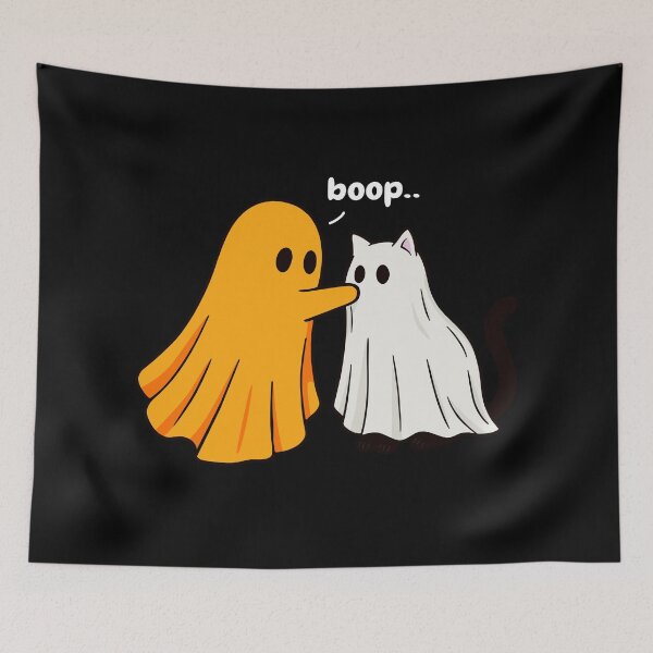 Item preview, Funny Halloween Ghost Boops Cat designed and sold by ekimicco.