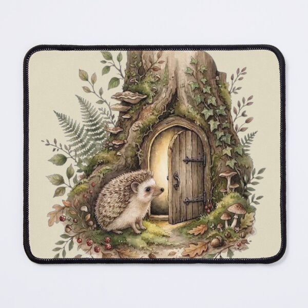 Item preview, Hedgehog at the Hidden Fairy Door Cottagecore Art designed and sold by CalmCapy Co.