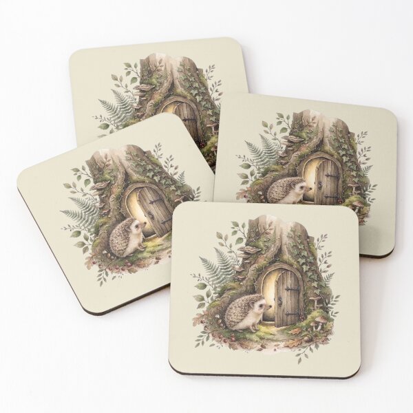 Item preview, Hedgehog at the Hidden Fairy Door Cottagecore Art designed and sold by CalmCapy Co.