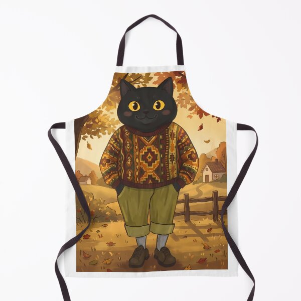 Item preview, Cozy Autumn Black Cat in Vintage Sweater designed and sold by PurrfectHome.