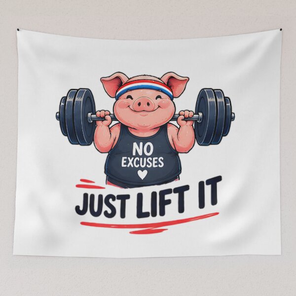 Item preview, No Excuses Just Lift It Weightlifting Pig designed and sold by Pyt27.