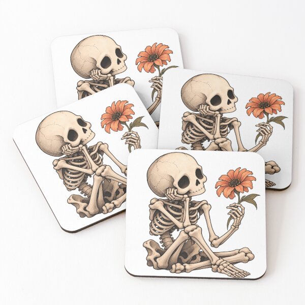Item preview, Cute Skeleton With Flower – Spooky Floral Illustration designed and sold by Yaqon.