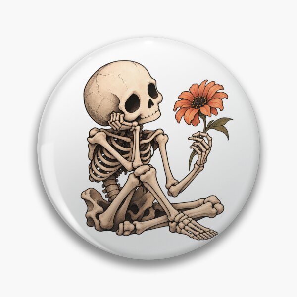 Item preview, Cute Skeleton With Flower – Spooky Floral Illustration designed and sold by Yaqon.