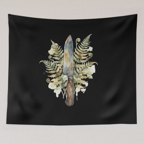 Item preview, Watercolor Knife and Botanical Fern Leaves Art designed and sold by bvdesignart.